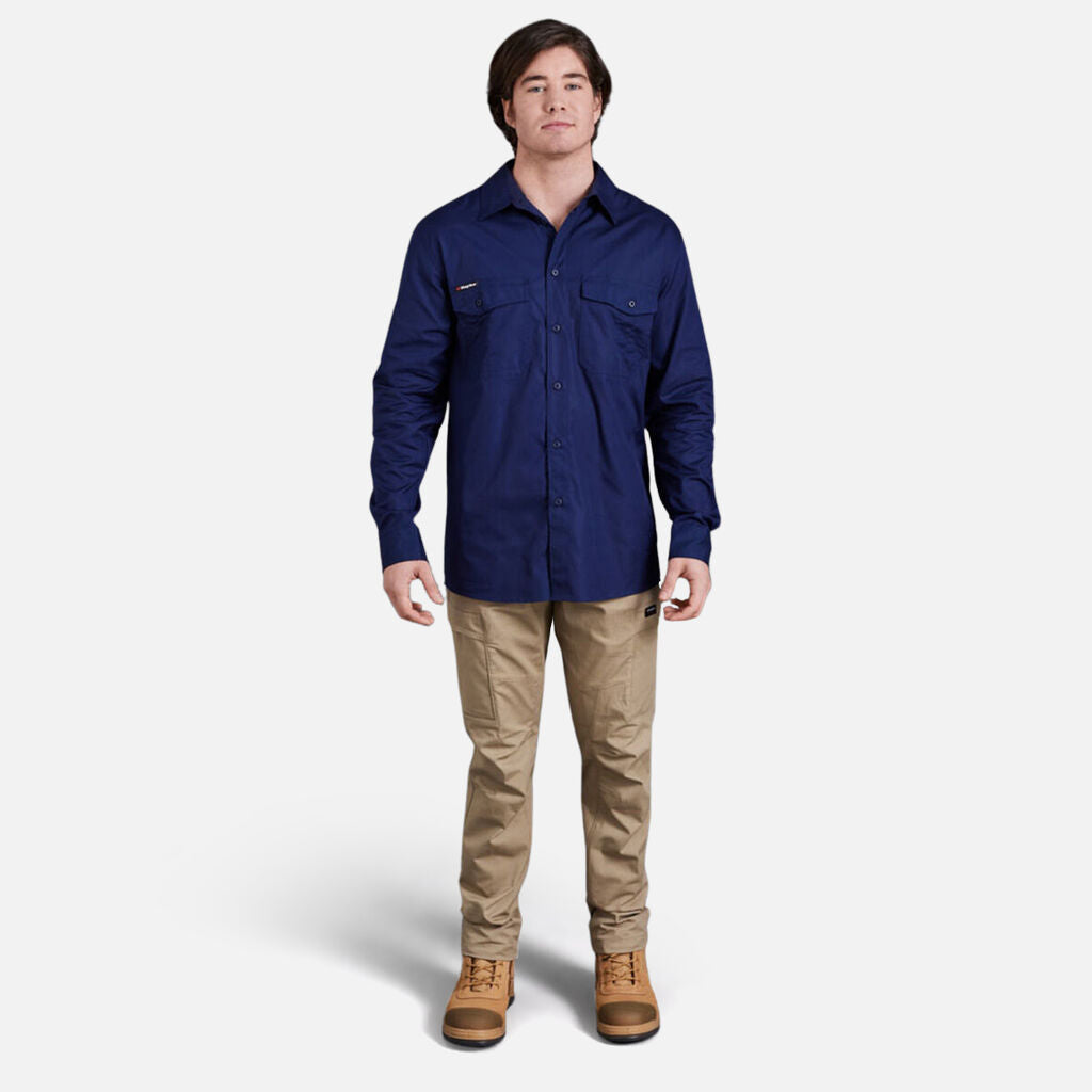 King Gee - Workcool 2 Lightweight Long Sleeve Shirt (Navy)